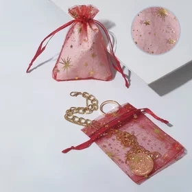 Мешочек подарочный Вспышки, 7x9, цвет розовый с золотом