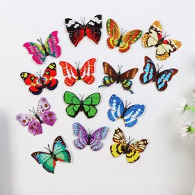 Магнит пластик Бабочка с двойными крылышками МИКС 5х7 см