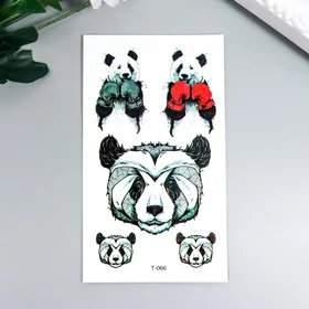 Татуировка на тело цветная Панда-боксёр 10,5х6 см