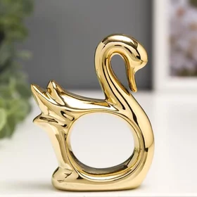 Сувенир керамика держатель для салфеток Лебедь золото 8,5х6,7х2,2 см