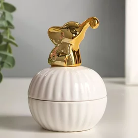 Шкатулка керамика Золотой слонёнок 11,3х8х8 см