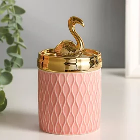 Шкатулка керамика Золотой фламинго 13,5х7,5х7,5 см