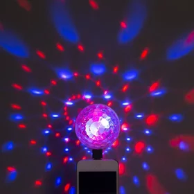 Световой прибор Двойной диско-шар 7 см, 4 коннектора, свечение RGB, 5 В