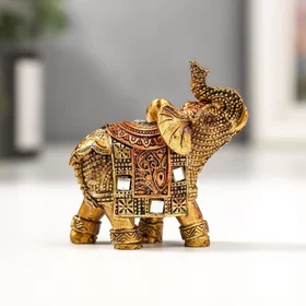Сувенир полистоун Бронзовый слоник с попоной из арабского ковра 6,5х5,7х2,8 см