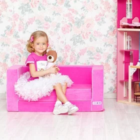 Раскладной игровой диванчик серии Классик, цвет розовый