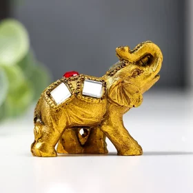 Сувенир полистоун Маленький слон с мозаикой зеркальной и рубином на попоне 3,8х3,5х1,8 см 544919