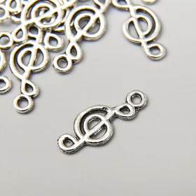 Декор металл для творчества Скрипичный ключ серебро 1,8х0,7 см