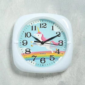 Детские настенные часы Единорог, дискретный ход, d-17 см