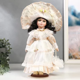 Кукла коллекционная керамика Маленькая мисс в нежно-розовом платье 30 см