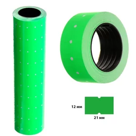 Этикет-лента 21 х 12 мм, прямоугольная, зелёная, 500 этикеток