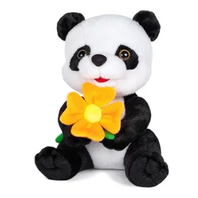 Мягкая игрушка Панда с цветочком озвученная, 22 см