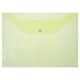 Папка-конверт на кнопке А4, 120 мкм, Calligrata Клетка, прозрачный, желтый
