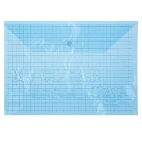 Папка-конверт на кнопке Calligrata Клетка А4, 120 мкм, тонированная, синяя