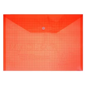 Папка-конверт на кнопке А4, 120 мкм, Calligrata Клетка, прозрачный, красный
