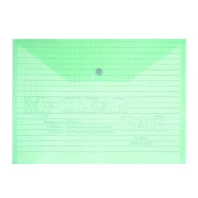 Папка-конверт на кнопке, А4, 140 мкм, Calligrata Клетка, тонированная, зелёная