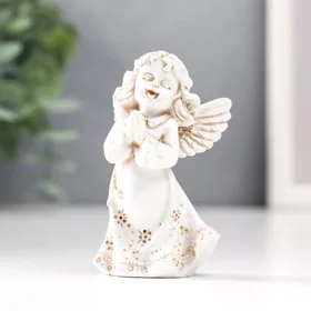 Сувенир полистоун Девочка-ангел-молитва серый 6,5х3,8х3 см