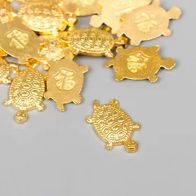 Сувенир металл подвеска Золотая черепаха микро 1,1х1,8 см