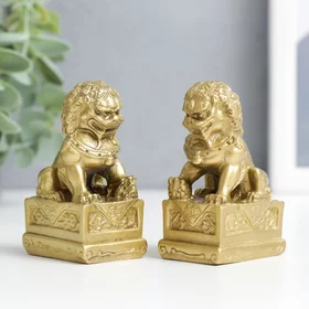 Нэцкэ бронза Собаки Фу китайские львы Будды набор 2шт 4,3 х 3,2 х 7 см