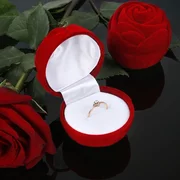 купить Футляр бархатный под кольцо Роза крупная, 6x5,5x5,5 , цвет красный, вставка белая