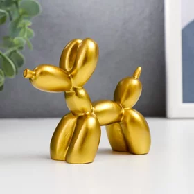 Сувенир полистоун Воздушный шарик - собачка золото 8х10х4 см