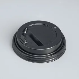 Крышка одноразовая для стакана Черная клапан, диаметр 80 мм