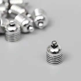 Концевик металл для творчества Купол с полосками серебро G115B347 1,3х1 см