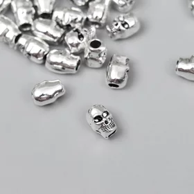 Бусина для творчества металл Череп серебро G097B969 0,9х0,6 см