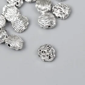 Бусина для творчества металл Лев серебро G240B1187 1,2х1,1 см