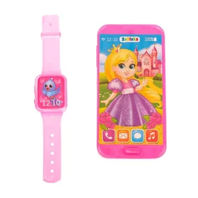 Игровой набор Принцесса Фиалка телефон, часы, русская озвучка, цвет розовый, в пакете