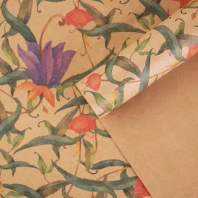 Бумага упаковочная крафтовая Цветочный сад, 50 70 см