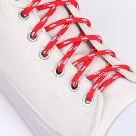 Шнурки для обуви, пара, круглые, d 5 мм, 120 см, цвет красныйбелый
