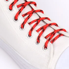 Шнурки для обуви, пара, круглые, d 5 мм, 120 см, цвет красныйчёрный