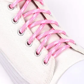 Шнурки для обуви, пара, круглые, d 5 мм, 120 см, цвет розовыйбелый
