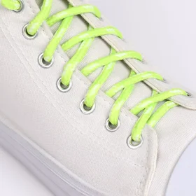 Шнурки для обуви, пара, круглые, d 5 мм, 120 см, цвет салатовыйбелый