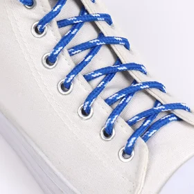 Шнурки для обуви, пара, круглые, d 5 мм, 120 см, цвет синийбелый
