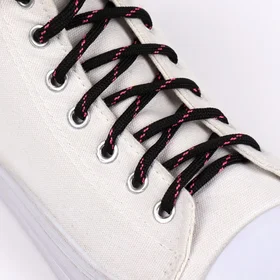 Шнурки для обуви, пара, круглые, d 6 мм, 120 см, цвет чёрныйрозовый