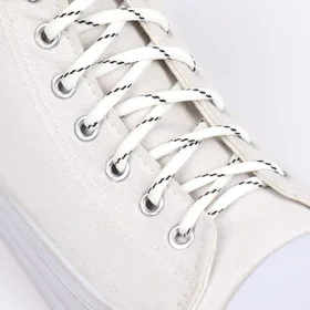 Шнурки для обуви, пара, круглые, d 6 мм, 120 см, цвет белыйчёрный