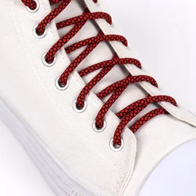 Шнурки для обуви, пара, круглые, d 6 мм, 120 см, цвет красныйчёрный