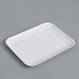 Тарелка одноразовая Белая картон, 21 х 17 см