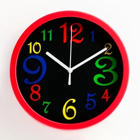 Часы настенные, серия Детские Цветные цифры, дискретный ход, d-20 см, АА