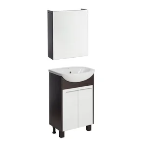 Комплект мебели для ванной комнаты Венге 50 зеркало-шкаф тумба раковина