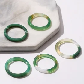 Кольцо Агат бело-зелёный 3мм, размер МИКС фас 5шт