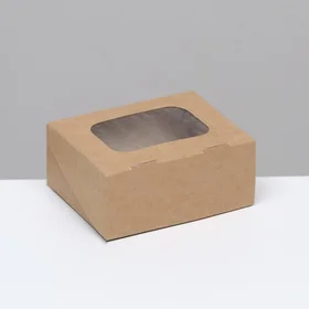 Коробка складная, с окном, крафтовая, 9 х 7 х 4 см