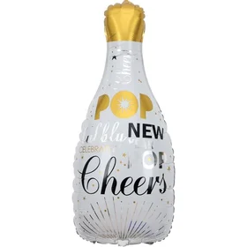 Шар фольгированный 32 Бутылка шампанского. Новогодние искры, фигура, 1 шт., цвет белый