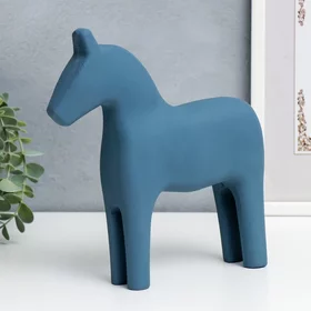 Сувенир дерево Конь синий матовый 23,5х5,5х22 см