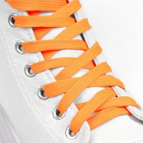 Шнурки для обуви, пара, плоские, 10 мм, 130 см, цвет неон оранжевый