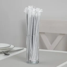 Трубочки одноразовые для коктейля, в индивидуальной упаковке, прямая, 0,521 см, цвет чёрный
