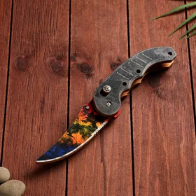 Сувенир деревянный Ножик автоматический раскладной разноцветный