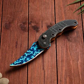Сувенир деревянный Ножик автоматический раскладной голубой, синий