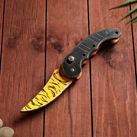 Сувенир деревянный Ножик автоматический раскладной тигровый
